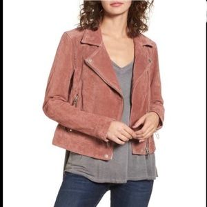 Blank NYC  Suede Moto Jacket — Coral Cedar